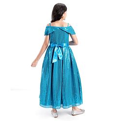 Pine Kids Cold Shoulder Sleeves Sequined Floor Length Party Gown - Frozen Blue