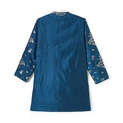 Pine Kids Full Sleeves Sequins Embroidery Kurta & Pajama Set - Blue
