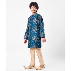 Pine Kids Full Sleeves Sequins Embroidery Kurta & Pajama Set - Blue