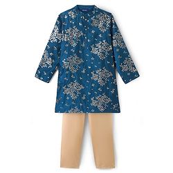 Pine Kids Full Sleeves Sequins Embroidery Kurta & Pajama Set - Blue