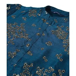 Pine Kids Full Sleeves Sequins Embroidery Kurta & Pajama Set - Blue