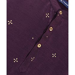 Pine Kids Foil Printed Full Sleeves Kurta Pyjama Set- Plum