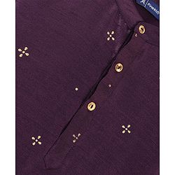 Pine Kids Foil Printed Full Sleeves Kurta Pyjama Set- Plum