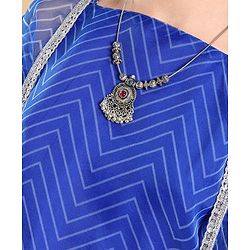Pine Kids  Full Sleeves Embroidered Choli Lehenga Set with Printed Shrug- Blue