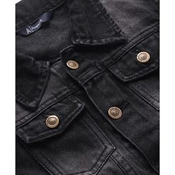Pine Kids Full Sleeves Washed Denim Jackets - Black