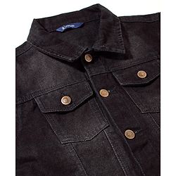 Pine Kids Full Sleeves Washed Denim Jackets - Black