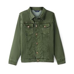 Pine Kids Full Sleeves Washed Denim Jacket - Olive Green