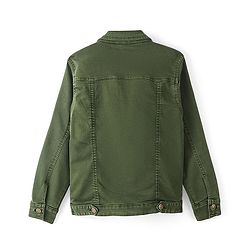 Pine Kids Full Sleeves Washed Denim Jacket - Olive Green