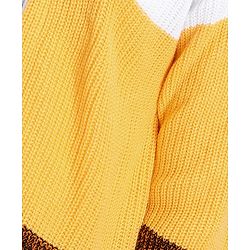 Pine Kids Front Open Sweater With Colour Block Design - Yellow White & Brown