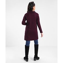 Pine Kids Full Sleeves Front Open Coat Jacket Sweater - Maroon