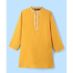 Pine Kids Full Sleeves Embroidered Kurta & Pajama Set - Yellow