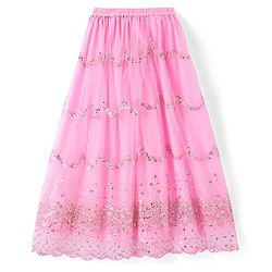 Pine Kids Half Sleeves Lehenga And Choli Set With Sequine Detailing - Light Pink