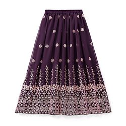 Pine Kids Embroidered Half Sleeves Choli with Lehenga & Dupatta Set - Wine
