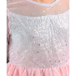 Pine Kids Full Sleeves Frock With Net & Sequine Detailing - Peach