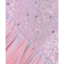 Pine Kids Full Sleeves Frock With Net & Sequine Detailing - Peach