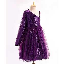 Pine Kids Sleeveless Sequined Party Wear Dress - Purple