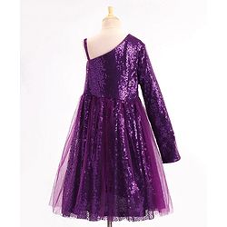 Pine Kids Sleeveless Sequined Party Wear Dress - Purple