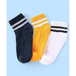 Pine Kids Cotton Blend Ankle Length Socks Striped Pack of 3 (Colour May Vary)