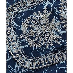 Pine Kids Cotton Three Fourth Sleeves Embroidered Kurti & Salwar Set with Dupatta - Navy