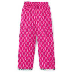 Pine Kids 100% Cotton Woven Three Fourth Sleeves Kurti & Salwar Set with Dupatta Floral Embroidery & Print - Pink