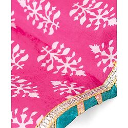 Pine Kids 100% Cotton Woven Three Fourth Sleeves Kurti & Salwar Set with Dupatta Floral Embroidery & Print - Pink