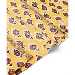 Pine Kids 100% Cotton Woven Three Forth Sleeves Floral Printed Choli Lehenga  Set- Mustard