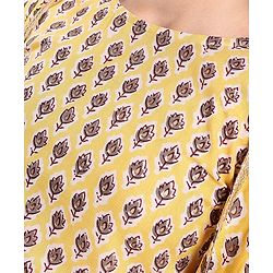 Pine Kids 100% Cotton Woven Three Forth Sleeves Floral Printed Choli Lehenga  Set- Mustard