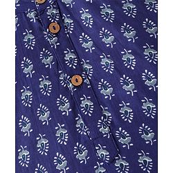 Pine Kids 100% Cotton Full Sleeves All Over Floral Printed Kurta Pyjama Set - Navy Blue