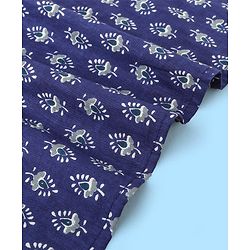 Pine Kids 100% Cotton Full Sleeves All Over Floral Printed Kurta Pyjama Set - Navy Blue