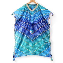 Pine Kids Woven Top Palzzo & Kaftan Set All Over Print - Blue