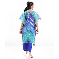 Pine Kids Woven Top Palzzo & Kaftan Set All Over Print - Blue