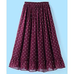 Pine Kids Sleeveless Brocade Tiered Choli Lehanga  Set - Plum