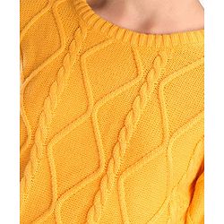 Pine Kids Full Sleeves Sweater Set With Cable Knit - Mustard Yellow