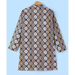 Pine Kids 100% Cotton Woven Full Sleeves Kurta & Pyjama Set Floral Print - Blue