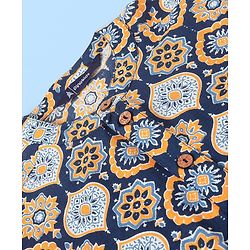 Pine Kids 100% Cotton Woven Full Sleeves Kurta & Pyjama Set Floral Print - Blue