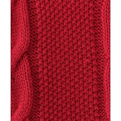 Pine Kids Knit Three Fourth Sleeves Sweater With Cable Knit Design - Deep Red