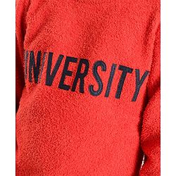 Pine Kids Knit Full Sleeves University Embroidered Sweater - Red