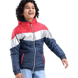 Pine Kids  Full Sleeves Cut and Sew Medium Winter Jacket with Hood Solid Colour- Multicolor