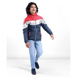 Pine Kids  Full Sleeves Cut and Sew Medium Winter Jacket with Hood Solid Colour- Multicolor