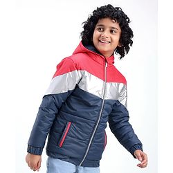 Pine Kids  Full Sleeves Cut and Sew Medium Winter Jacket with Hood Solid Colour- Multicolor