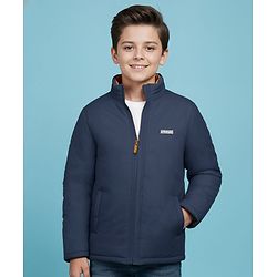 Pine Kids Full Sleeves Reversible Medium Winter Jacket - Mustard And Navy