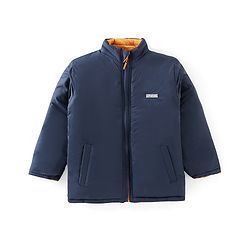 Pine Kids Full Sleeves Reversible Medium Winter Jacket - Mustard And Navy