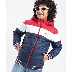 Pine Kids Full Sleeves Medium Winter Hooded Jacket Solid Colour Block Design - Navy Blue