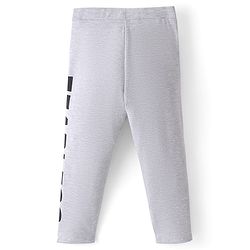 Pine Kids Cotton Stretchable Solid Full Length Leggings Text Printed - Grey