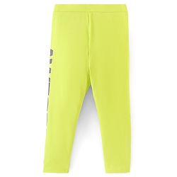 Pine Kids Cotton Stretchable Solid Full Length Leggings Text Printed - Lime Green