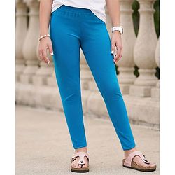 Pine Kids Cotton Lycra Knit Full Length Solid Color Legging - Blue Depth
