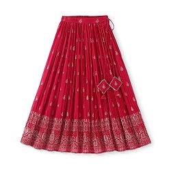 Pine Kids Half Sleeves Floral Embroidered Choli Lehenga Set With Dupatta- Pink