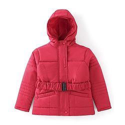 Pine Kids Full Sleeves Medium Winter Full Sleeves Jacket with Belt - Red