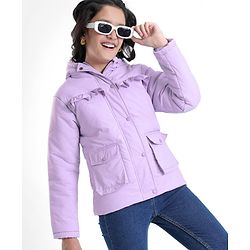 Pine Kids Full Sleeves Solid Color Medium Winter Jacket - Purple