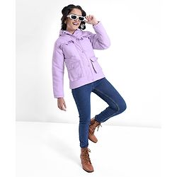 Pine Kids Full Sleeves Solid Color Medium Winter Jacket - Purple
